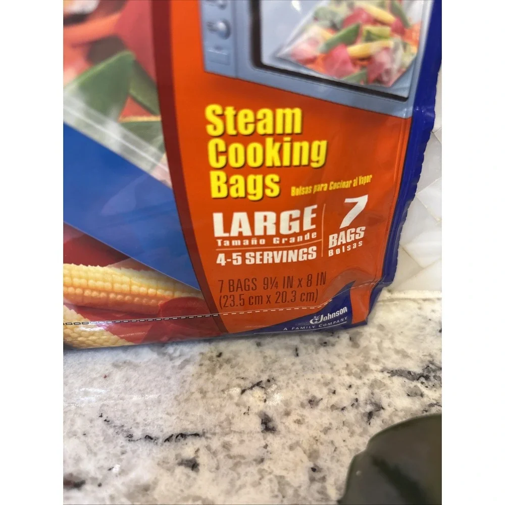 Ziploc Zip'N Steam Cooking Bags Large 7 Pack 9 1/4in X 8in Servings discontinued